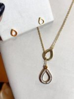 Conjunto Gota Cravejada em Aço Inox