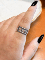 Anel Arco Corações em Aço - Imagem 2