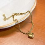 Pulseira Baiana com Pingente Coração em Aço Inoxidável