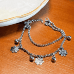 Pulseira Aço Inox Dupla Flor