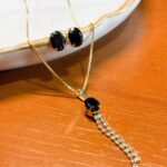 Conjunto Cristal Fio cravejado Preto