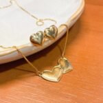 Conjunto Dois Corações Folheado