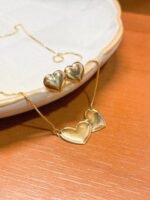 Conjunto Dois Corações Folheado