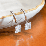 Brinco Cristal Quadrado em Prata 925
