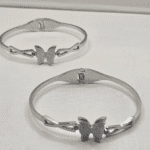 Bracelete de Aço Prata Borboleta Única