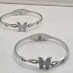 Bracelete de Aço Prata Borboleta Única