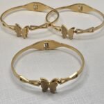 Bracelete Aço Dourado Borboleta Única