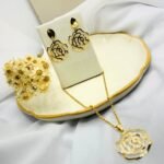 Conjunto Folheado Feminino Flor Rosa - Imagem 3