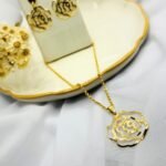 Conjunto Folheado Feminino Flor Rosa - Imagem 2