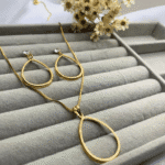 Conjunto Feminino Folheado Gota Dourada