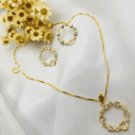 Conjunto Folheado Feminino com Coração Vazado - Imagem 3