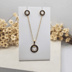 Conjunto em Aço Dourado Coração Branco Vazado - Imagem 2
