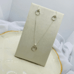 Conjunto Prata 925 Feminino com Pingente de Argola e Detalhe Brilhante