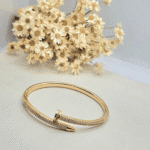 Bracelete Cravejado Folheado a Ouro - Imagem 2