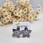 Brinco Flor Estrela em Aço Prata - Imagem 2