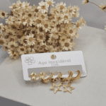 Trio de Brincos Estrela Dourada em Aço Inoxidável