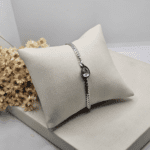 Pulseira Aço Inox Prata com Pedra Gota