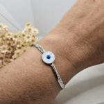 Pulseira Aço Inox Prata Olho Grego - Imagem 3