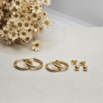 Trio de Brincos Aço Inox Dourado - Imagem 2