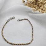 Pulseira Trançada Bicolor em Aço Inox Dourado e Prata com Fecho Lagosta - Imagem 3