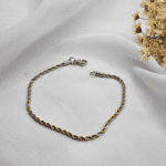Pulseira Trançada Bicolor em Aço Inox Dourado e Prata com Fecho Lagosta