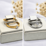 Kit 3 Anéis Femininos Aço Inox com Pedra e Strass – Dourado ou Prateado (Variação)