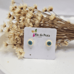 Brinco Olho Grego Redondo Esmaltado – Folheado a Ouro