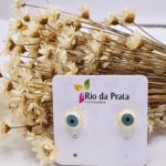 Brinco Olho Grego Redondo Esmaltado – Folheado a Ouro - Imagem 2