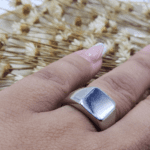 Anel Aço Inox Quadrado Liso Modelo Selo Aro 18