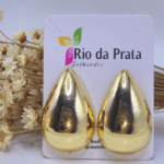 Brinco Gota Maxi Espelhada - Folheada a Ouro