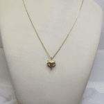 Cordão Folheado a Ouro com Pingente Coração 3D Liso Corrente Fina