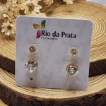 Kit 2 Pares de Brincos Folheados a Ouro Ponto de Luz  - Pequeno e Médio