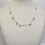 Gargantilha Folheada a Ouro com Pingentes Gota Azul Cristal