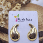 Brinco Gota Orgânico Folheado a Ouro