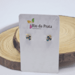 Brinco Trio de Pedras Folheado a Ouro – Azul e Lilás - Imagem 2