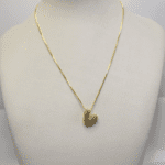 Cordão Folheado a Ouro com Pingente Curvo Cravejado