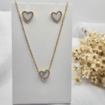 Conjunto Colar + Brincos Coração em Aço Inox – Variações Preto, Branco e Verde - Imagem 3