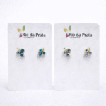 Brinco Trio de Pedras Folheado a Ouro – Azul e Lilás