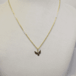 Cordão Folheado a Ouro com Pingente Pomba Espírito Santo com Ponto de Luz