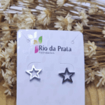 Brinco Estrela Vazada em Aço – Dourado e Prata - Imagem 3