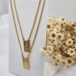 Escapulário Aço Inox Dourado Sagrado Coração e Nossa Senhora - Imagem 2