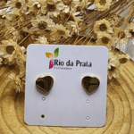 Brinco Coração Liso em Aço –  Dourado e Prata - Imagem 3