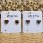 Brinco Coração Liso em Aço –  Dourado e Prata
