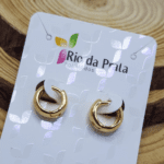 Brinco Folheado a Ouro Argola Click Pequena Texturizada