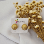 Brinco Redondo Texturizado Folheado a Ouro - Fosco