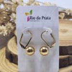 Brinco Alavanca com Bolinha Folheado a Ouro – Modelo Pêndulo