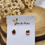 Brinco Maçã Vermelha Folheado a Ouro – Mini Delicado