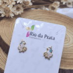 Brinco Unicórnio Esmaltado Folheado a Ouro – Mini Delicado