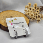 Dupla de Aço Prata com Ponto de Luz e Argola de Pedrinhas G