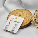 Dupla de Aço Prata com Ponto de Luz e Argola de Pedrinhas G - Imagem 2